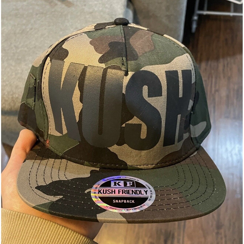 Kush‎ Friendly Camo Snapback Hat  Trucker One Size Green 420 Smoker